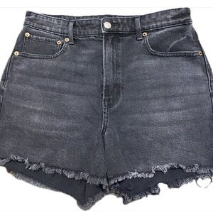 American Eagle 90's Boyfriend Shorts Distressed Denim Highest Rise Black size 6